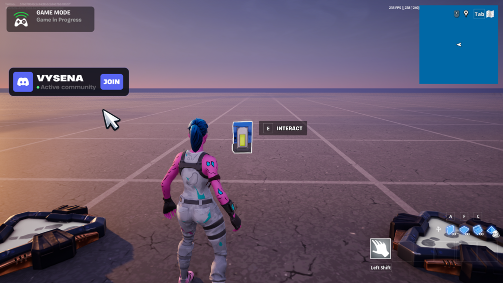 Discord join widget in Fortnite with a server name and animated Join button
