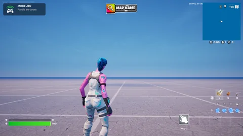 Animated island name widget shown at the top of a Fortnite game screen